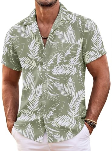 COOFANDY Mens Hawaiian Shirt Short Sleeve Casual Button Down Shirts Summer Beach Vacation Shirts for Men
