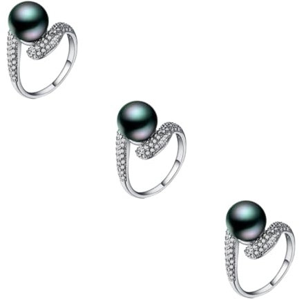 SHERCHPRY 3stücke Natürlicher Süßwasserperlenring Für Damen Verziert Mit Zirkon Eleganter Hochzeits Und Verlobungsring Perfektes Schmuckstück Für Besondere Anlässe