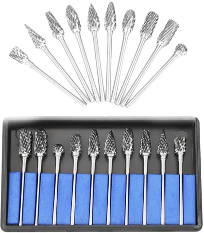 10 Stücke Schaft Fräser Schleifwerkzeuge,Holzfräser Für Bohrmaschine,Stabschleifer-Bit,2,35 mm Wolframkarbid Rotationsfeilen,Hartmetall-Bohrer-Set Für Gusseisen,Gussstahl und Lagerstahl