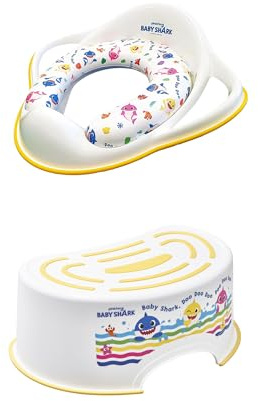 Padded Seat Plus Step Stool, Kids Toilet Training, Detachable Cushion, Lightweight, Anti-Stick Portable Seat 18M+ Toddler Toilet Range Yellow