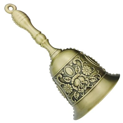 Piccola campana a mano – Campanello a mano con suono forte | Campanello da ristorante | Campanello da scrivania retrò | Campanello di chiamata per festival | Campanello multiuso in ottone forte per