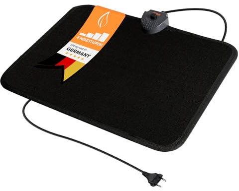 Mi-Heat Tapis Chauffant Électrique 40x50 cm – Chauffe-Pieds Puissant (max. 60°C) avec Interrupteur à Pied – Tapis de Sol Infrarouge pour Bureau et Télétravail, Surface Textile Douce