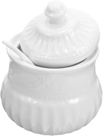 HOLIDYOYO Keramische Zuckerdose Mit Löffel Eleganter Kaffeekondimentbehälter Für Und Gewürze Für Zuhause Und Gastronomie Mit Schützendem Deckel