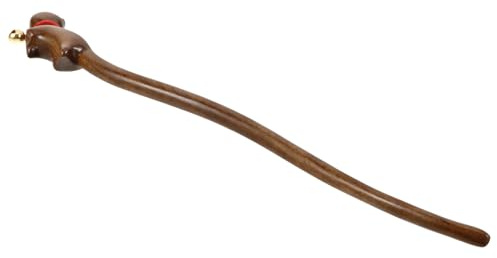 Ipetboom Palillo de Madera Vintage Diseño de Gato y Campana, Horquilla Larga para Peinados, Accesorio Cabello para Mujeres y Niñas, Estilo Chino Tradicional, Palillo de Sándalo