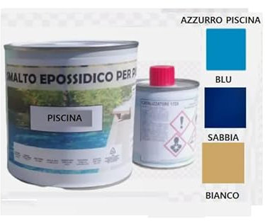 Generico SMALTO EPOSSIDICO VERNICE PER INTERNO PISCINA VASCHE IN CEMENTO (BIANCO, 1 Litro)