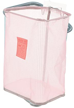 Cabilock Cesta Plegable para Ropa Sucia de Pared, Organizador de Baño de Nailon a Cuadros Rosa, con Ganchos sin Clavos, Ahorro de Espacio