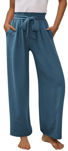 Generisch Lange Sommerhose Kinder Mädchen Leicht Bequem Strandhose Baumwolle Leinen Stoffhose Elegant Weites Bein Hosen Sommer Bequem Freizeithosen Lässige Business Jogginghose Hohe Taille Hose