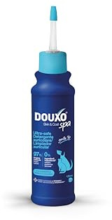 DOUXO® Skin & Coat SPA - Limpiador de Orejas para Perros y Gatos Ultra-Safe, 120 ml, disuelve Suavemente la Cera, fórmula Compatible con la Piel.