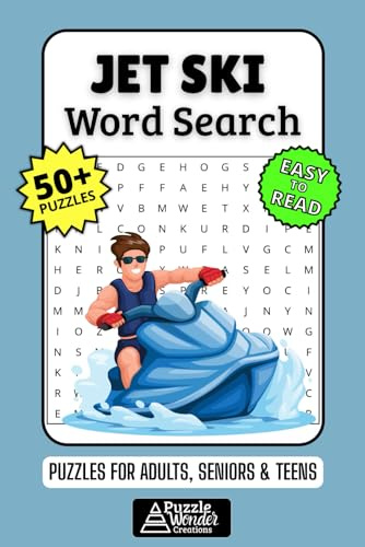 Jet Ski Word Search Puzzle Book: 50+ Fun & Easy-to-Read Personal Watercraft Puzzles Featuring Water Sports, Racing Terms & Summer Vibes for Adults, Seniors & Teens