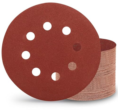 Sztaoip 100 Stück Schleifscheiben 125mm Klett, 180 Körnung 125 Schleifpapier 8 Loch Schleifblätter Runde Exzenterschleifpapier