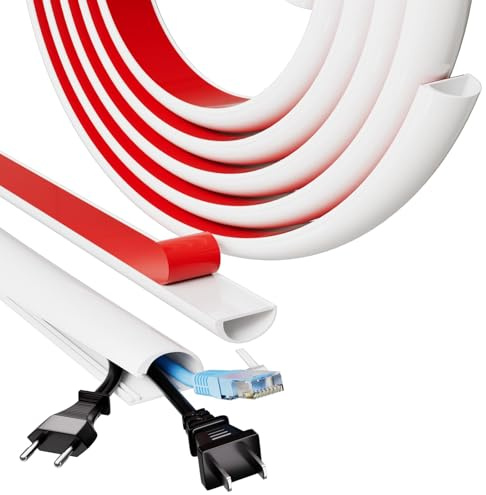 1m White Silicone Cable Trunking Wire Covers for Cables | Flexible Self-Adhesive Trunking for Electric Cables, Ideal for Hiding 2–3 Cords in Home or Office, 27 mm (W) × 15 mm (H)