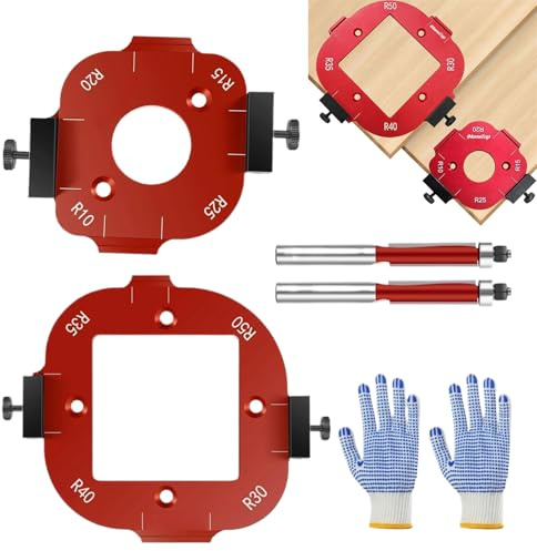 Acunny Gabarit Pour Rayon D'angle de Défonceuse - Double Gabarit de Positionnement d'Arc d'Angle,Guide de Découpe Courbe avec Gabarit en Alliage d'Aluminium pour Travail du Bois