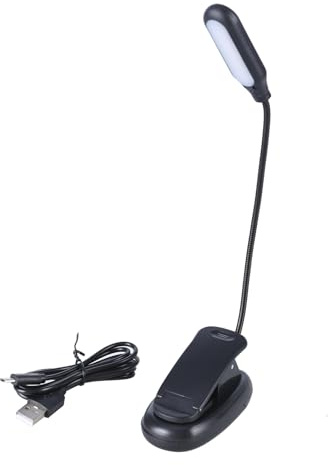 Hkfgdjdl Lámpara de escritorio con clip LED, lámpara de lectura con 3 brillo regulable, 3 modos de luz, cuello de cisne flexible