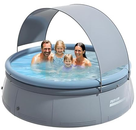 ACUASTORE Piscina Redonda Inflable con Toldo Extraíble, Piscina Plegable con Bomba de Aire Automática, para Jardín y Exterior (300cm)