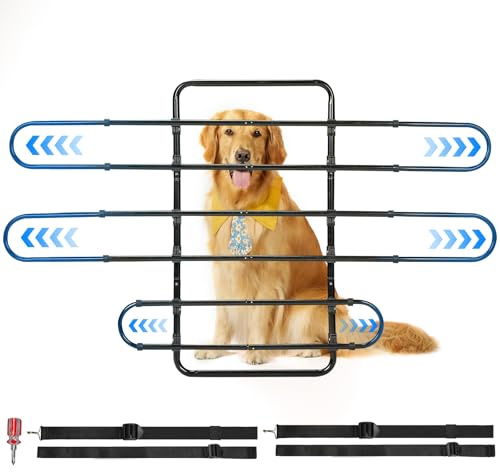 JOYTUTUS Dog Car Barrier, Pet Barrier Follow the Seat Movement 34- 58 Width Adjustable SUV Dog Barrier for Back Seat, Vehicle Gate Heavy Duty, Ideal for Sedans SUVs Trucks MPVs