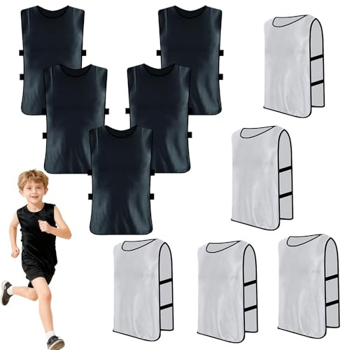 AzulLanse 10er Set Fußball Leibchen für Kinde,Trainingsleibchen,36 * 56 cm,ohne Logo,Team-Spiel Bibs,für Kinder Jugend Spiel Sport Fussballtraining Zubehör,Westen fürs Teamtraining