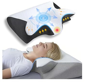 Herr Ozean Oreiller Ergonomique Cervical – 2 en 1 Oreiller Orthopédique à Mémoire de Forme pour la Nuque – Dormir sur Le Côté et sur Le Dos – Anti ronflement et apnée positionnelle
