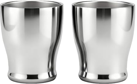 TIAKO Lot de 2 Tasses Isolantes en Acier Inoxydable Double Paroi, 8,8 oz (260 ml) – Pour Boissons Chaudes et Froides, Voyage, Bureau, Maison – Anti-Transpiration, Finition Polie Miroir (Argenté)