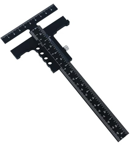 Guangcailun Règle à calcul en forme de T pour le travail du bois, portable et robuste, pour menuisier amateur, sans réglage fin, Pas de réglage fin, 22.9 x 9 cm