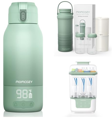 Momcozy Tragbarer Flaschenwärmer Baby für unterwegs & Tragbarer Muttermilchkühler für draußen (628 ml) & Elektrischer Dampfsterilisator & Trockner für Babyflaschen