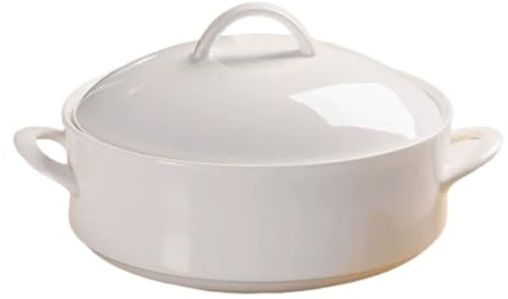 Zuppiera in ceramica con coperchio, adatta al microonde, ciotola da portata con doppio manico, ideale per uso domestico o ristorante