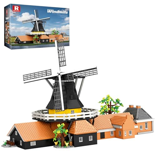 Reobrix Dutch Windmill Building Set for Adults, 55019 Architecture Building Blocks Model, Landmark Windmill House Display, Collectible Architectural Model Kit for Home Decor, Gift for 14+ (4801 PCS)