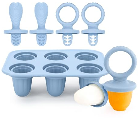 Ice Lolly Moulds, 6X 17ml Silicone Ice Lolly Mould | Ice Lolly Moulds Toddlers with Reusable Sticks Bpa-Free Safe Design Home for Ice Cream (Blue)