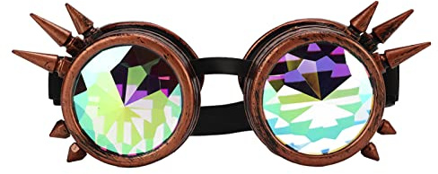 Generic Utsökta Kalejdoskop Goggles Justerbara Steampunk Crystal Linser för Halloween Kostym Party PC ABS (Kopparfärg)