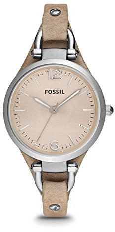 Fossil Damenuhr Georgia, 32 mm Gehäusegröße, Quarzwerk, Lederarmband