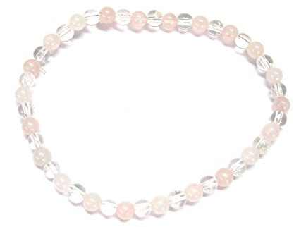 Armband Rosenquarz Bergkristall Kugel 4 mm
