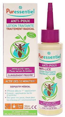 Puressentiel - Anti Piojos - Loción Tratamiento Anti-piojos - Eficacia Probada En La Eliminación De Piojos, Larvas Y Liendres -% De Origen Natural, 100 ml