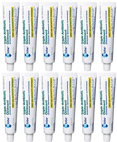 Globe (12 Pack) Triple Antibiotic First Aid Ointment 1 oz, First Aid Antibiotic Ointment, 24-Hour Infection Protection, Wound Care Treatment for Minor Scrapes, Burns and Cuts