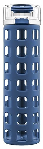 Ello Syndicate BPA-Free Glass Water Bottle with Flip Lid, Bold Blue, 20 Oz.