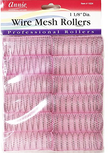 Annie Wire Mesh Rollers #1024, 12 Count Pink Large 1 1/8 Inch (2 Pack)