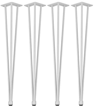 Natural Goods Berlin 4X Hairpin Legs Adjustable | Tischbeine Höhenverstellbar | 12mm Stahl | Esstisch, Schreibtisch, Tischgestell, Tischkufen DIY (71cm - 3 Streben - Esstisc, Weiß)