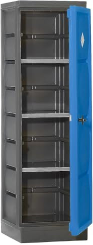 eurokraft | Umweltschrank aus PE | 1-türig | Fachböden Edelstahl