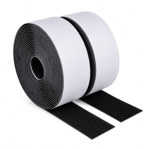 LLPT Nastro a strappo autoadesivo 7M extra forte, larghezza 50 mm Biadesivo con pad autoadesivo Nastro a strappo e nastro a gancio (nero)