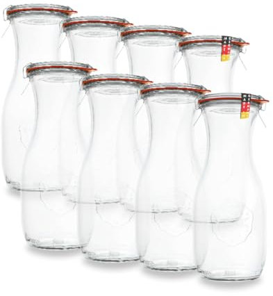 flaschenbauer.de WECK 8er Set 0,5L Leere Glasflasche inkl. Verschluss und Dichtung - Zum selbst befüllen von Milchflaschen