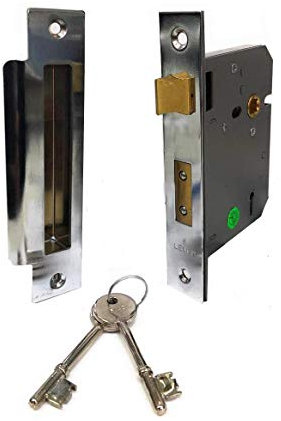 XFORT® 76mm 5 Lever Sash Lock Satin Chrome, Door Lock, High Security Mortice Door Locks with Keys, Front Door Lock with Fully Enclosed Keep, Mortice Lock Internal Or External with Rotating Latch.