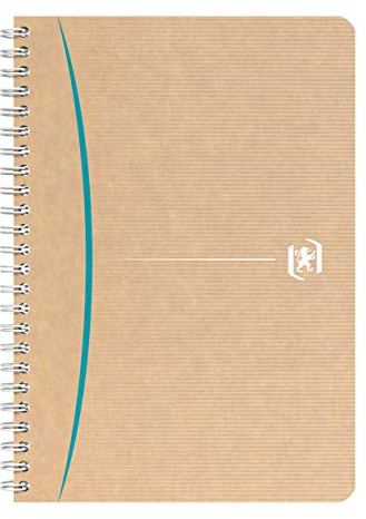 Oxford Touareg - Cuaderno A5, pequeños azulejos, 5 mm, 180 páginas, papel reciclado, encuadernación en espiral, manta kraft, color aleatorio