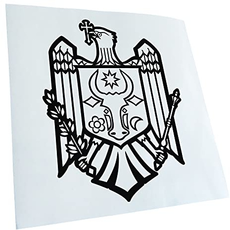 Kiwistar - Autocollant - blason Moldavie - 30x24cm - noir - G30 - Pour voitures, vélos, véhicules, motos, cyclomoteurs, tuning, vitres arrière
