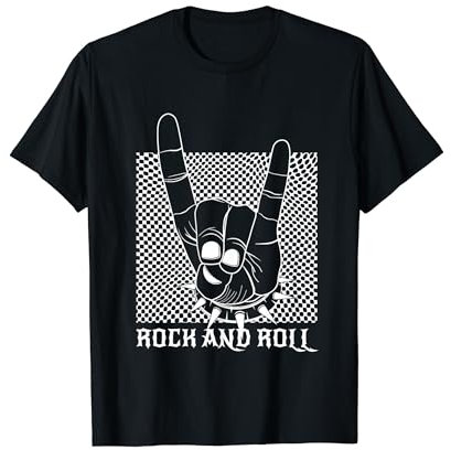 Teufelsgruß Pommesgabel Metalhand & Roll Rocker T-Shirt