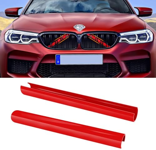 TTCR-II 2PCS Frontgrill Einsatz Kompatibel mit BMW 1 2 3 4 5 6 7er | Streifen Kühlergrill Einsätze Zierleiste für F20 F21 F22 F23 F30 F31 F32 F33 F36 G30 G32 G11 G12 G14 Grill Streifen-Rot