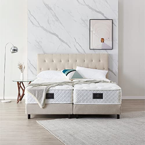 De RUCCI Boxspringbett Modell 211, bestes Preis-Leistungs-Verhältnis. Größen: 140x200, 160x200, 180x200, 200x200cm. Ab 200cm Breite: Matratze 2-teilig (2x100x200cm). Farben: Anthrazit, Beige, Grau.