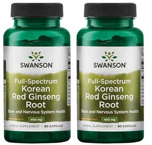Swanson Full-Spectrum Korean Red Ginseng Root 400 Milligrams 90 Capsules (2 Pack)