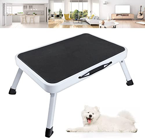 Petit marchepied pliable de sécurité en acier avec plateforme en caoutchouc antidérapant, facile à ranger, design pliable pour maison/cuisine/extérieur camping/caravane