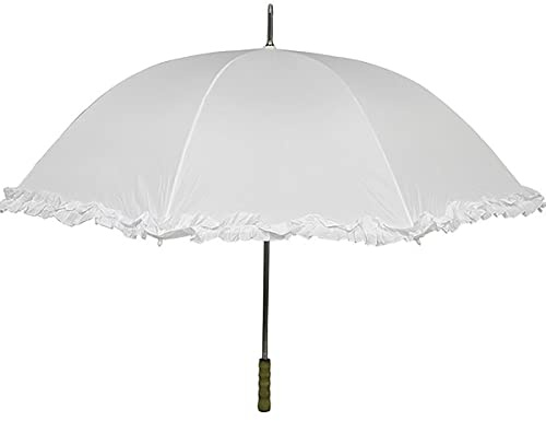 Krause & Sohn XXL Chauffeur Schirm weiß für Hochzeit Trauung Ø 130 cm mit Rüschen & Automatik Brautschirm Fotoshooting-Zubehör