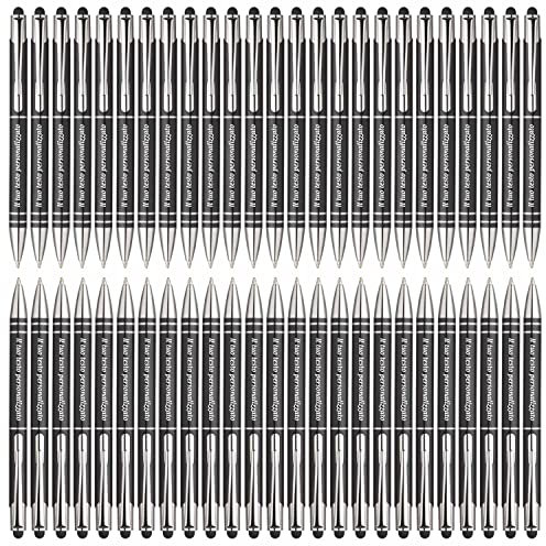 Penna a sfera, touch, personalizzabile con scritta incisa a laser, idea regalo per qualsiasi occasione, compleanno, Natale, Laurea, Ufficio. Oggettistica per aziende. Vari colori (NERO 50 PEZZI)