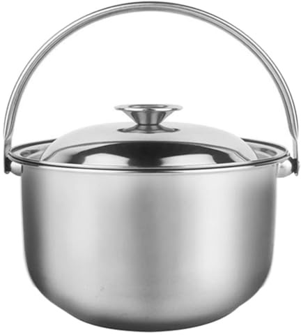 Housoutil 1.5 Stainless Steel Soup Pot with Lid Multipurpose Cooking Pot with Hanging Handle for Home Kitchen and Camping Easy Clean Stockpot for Stewing and Boiling