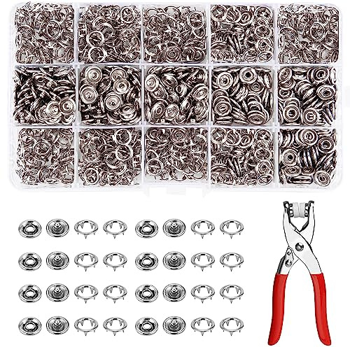 Druckknopf Set Jersey Druckknöpfe Metall mit Zange 200Sets hohle | Knöpfe Werkzeug Für DIY Basteln Kinderbekleidung Kleidung Taschen 9,5 mm (Hohle)